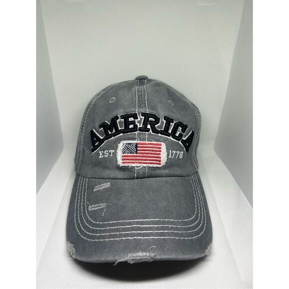 🇺🇸 America Baseball Cap – Distressed Vintage Style with Flag Embroidery 🇺🇸 - Picture 1 of 4